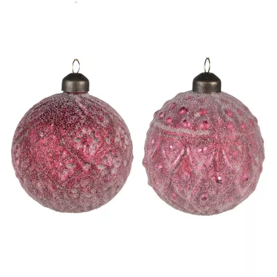 Clayre & Eef Weihnachtsbaum deko 2er-Set Ø 8 cm Rot Glas