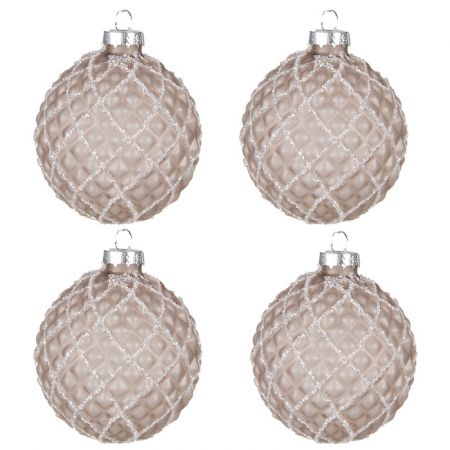 Clayre & Eef Weihnachtsbaum deko 4er-Set Ø 8 cm Braun Glas