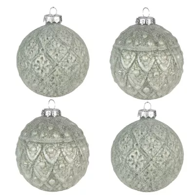 Clayre & Eef Weihnachtsbaum deko 4er-Set Ø 8 cm Grün Glas