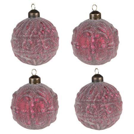 Clayre & Eef Weihnachtsbaum deko 4er-Set Ø 8 cm Rot Glas