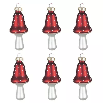 Clayre & Eef Weihnachtsbaum deko 6er-Set 8 cm Rot Glas Punkte