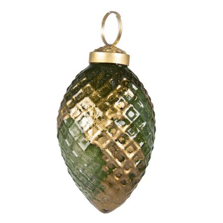 Clayre & Eef Weihnachtsbaum deko Ø 5 cm Grün Goldfarbig Glas Weihnachtsdeko