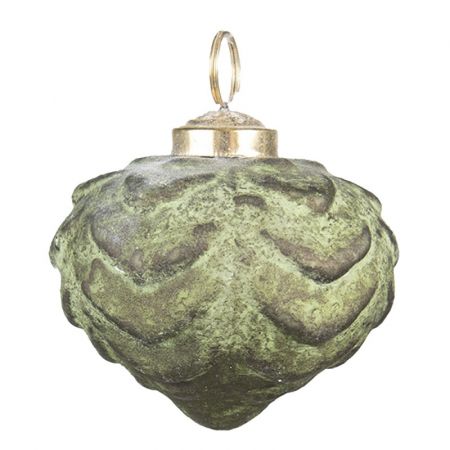 Clayre & Eef Weihnachtsbaum deko Ø 7 cm Grün Braun Glas Weihnachtsdeko