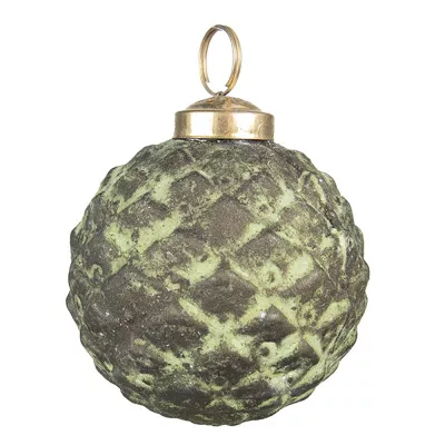 Clayre & Eef Weihnachtsbaum deko Ø 7 cm Grün Braun Glas Weihnachtsdeko