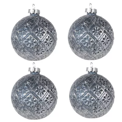 Clayre & Eef Weihnachtsbaum deko Ø 8 cm Blau Glas