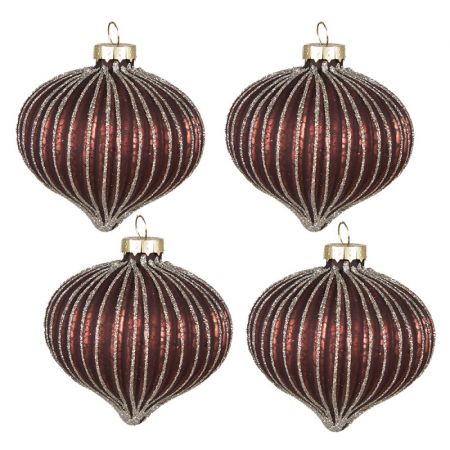 Clayre & Eef Weihnachtsbaum deko Ø 8 cm Rot Glas Weihnachtsdeko