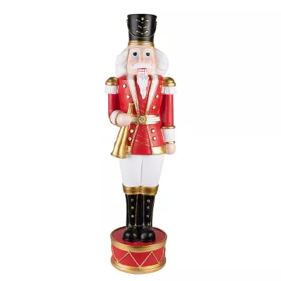 Clayre & Eef Weihnachtsdeko Standbild Nussknacker 82 cm Rot Weiß Stein Dekoratives Figur Deko Accessoires