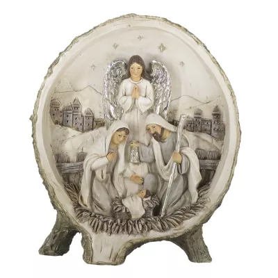 Clayre & Eef Weihnachtsdeko Standbild Weihnachtskrippe 18 cm Beige Kunststoff Weihnachtsdekoration für Innenräume