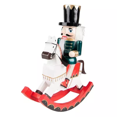 Clayre & Eef Weihnachtsdekoration für Innenräume Nussknacker 29 cm Weiß Grün Kunststoff
