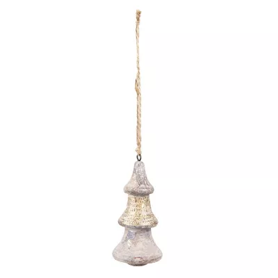 Clayre & Eef Weihnachtshänger Weihnachtsbaum Ø 6x13 cm Goldfarbig Holz Weihnachtskugel Weihnachtsdekoration für Innenräume