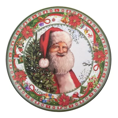 Clayre & Eef Weihnachtsteller Ø 33 cm Mehrfarbig Kunststoff Weihnachtsmann