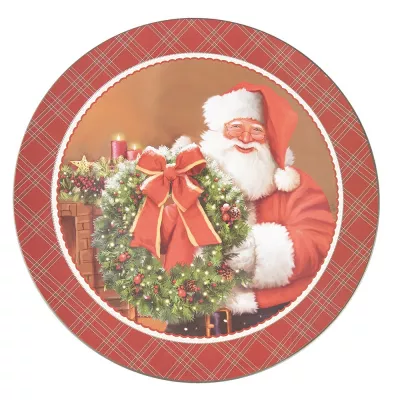 Clayre & Eef Weihnachtsteller Ø 33 cm Rot Grün Kunststoff