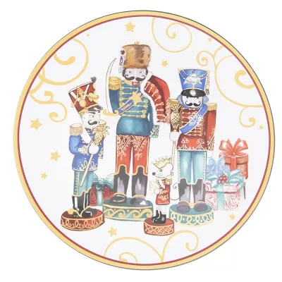 Clayre & Eef Weihnachtsteller Ø 40 cm Rot Blau Kunststoff