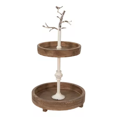 Clayre & Eef Wohnaccessoires 34x62 cm Braun Weiß Holz