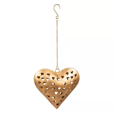Clayre & Eef Wohndeko 23x6x22 cm Goldfarbig Metall Herzförmig