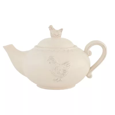 Clayre & Eef Teekanne beige mit Deckel 0,9 L