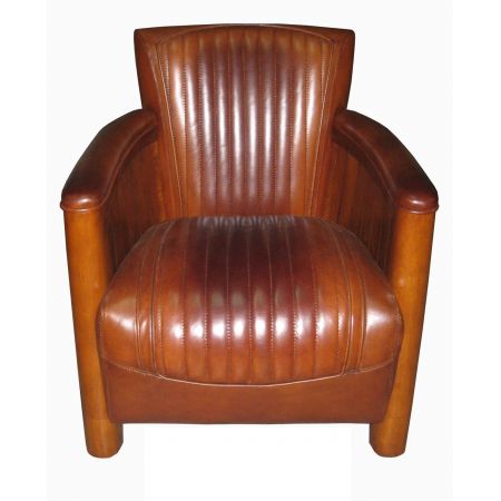 Art Deco Leder-Clubsessel "Mariner's Brown"