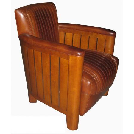 Art Deco Leder-Clubsessel "Mariner's Brown"