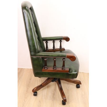 "Acolswivel" Chesterfield Drehstuhl, in Birch Antique Green, sofort lieferbar
