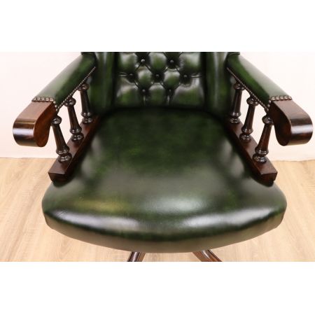 "Acolswivel" Chesterfield Drehstuhl, in Birch Antique Green, sofort lieferbar
