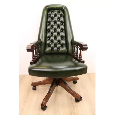 "Acolswivel" Chesterfield Drehstuhl, in Birch Antique Green, sofort lieferbar