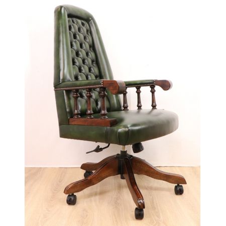 "Acolswivel" Chesterfield Drehstuhl, in Birch Antique Green, sofort lieferbar