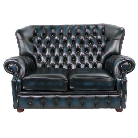 Chesterfield Sofa "Kelso" Zweisitzer in Birch Antique Blue
