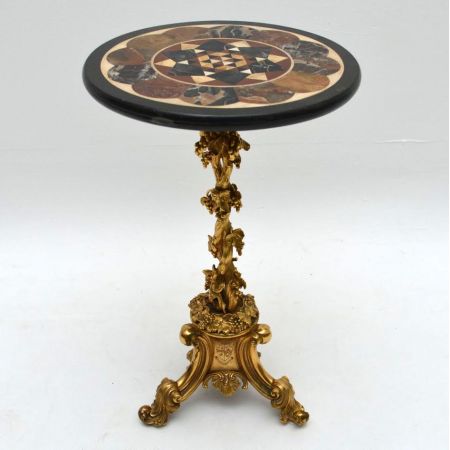 Antiker Muster Marmor vergoldeter Bronze Tisch - Elkington & Co