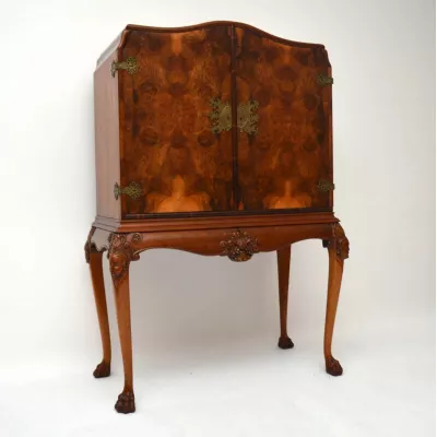 Antiker Burr Walnuss Cocktail Getränke Schrank