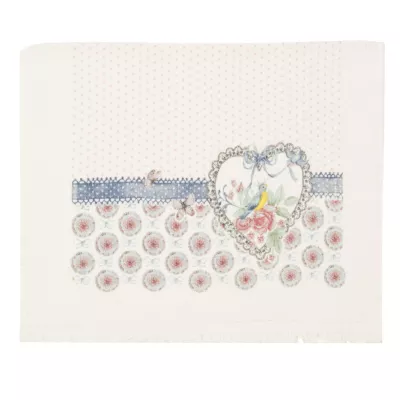 Clayre & Eef Handtuch Gästehandtuch Gästetuch Herz Schmetterlinge Vogel ca. 40 x 60 cm
