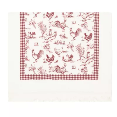 Clayre & Eef Chicken Family Handtuch Gästehandtuch Gästetuch rot ca. 40 x 60 cm