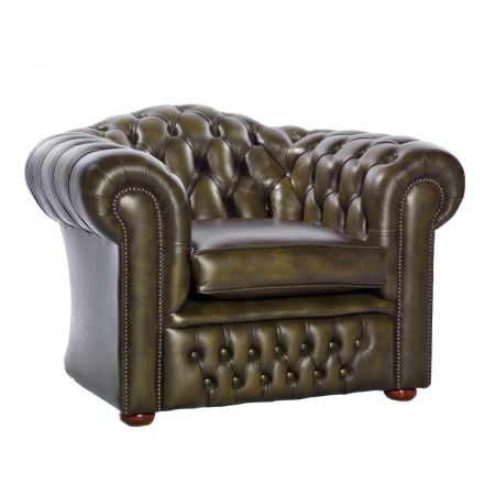 Chesterfield Sessel "Cambridge" in Birch Antique Olive