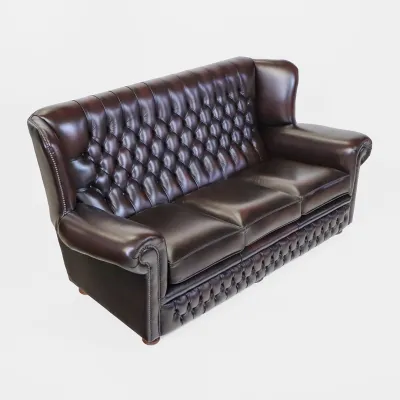 "Abigail" original Chesterfield Sofa Echtleder 3-Sitzer englisches Ledersofa