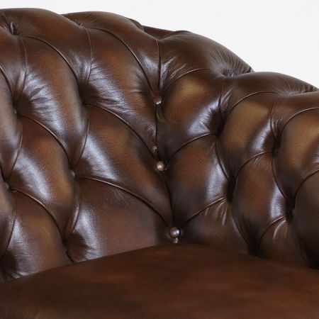 Birch Antique Gold Leder Chesterfield, engliksches Sofa