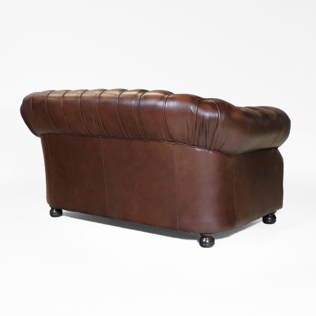 Birch Antique Gold Leder Chesterfield, engliksches Sofa