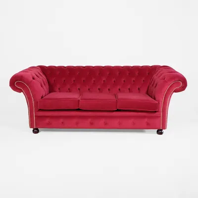 Original englisches Chesterfield Sofa "Empire" in Stoff, 3 Sitzer