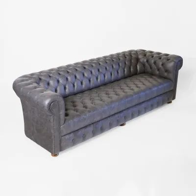 "Windsor Classic" 4-Sitzer Original englisches Chesterfield Ledersofa