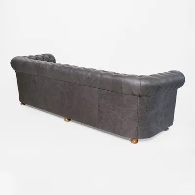 "Windsor Classic" 4-Sitzer Original englisches Chesterfield Ledersofa