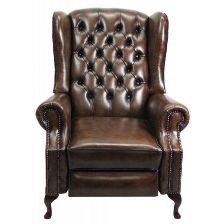 Chesterfield Recliner "Lazy Chair" in Birch Antique Brown