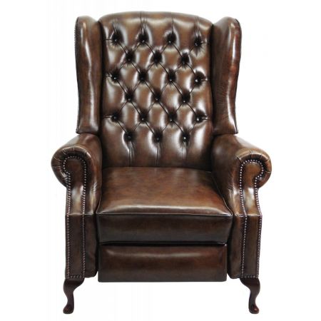 Chesterfield Recliner "Lazy Chair" in Birch Antique Tan