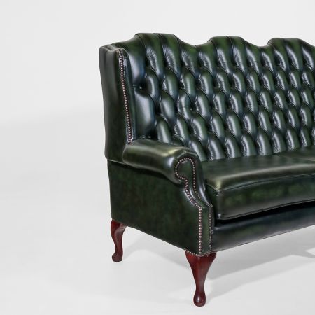 "Queen Anne" Chesterfield Sofa Leder Ohrensofa 3-Sitzer  mit hoher Rückenlehne
