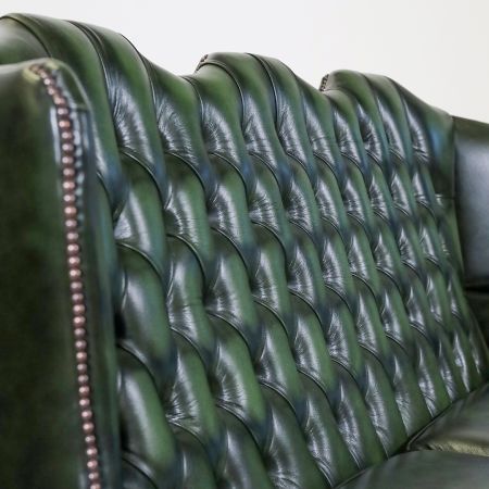 "Queen Anne" Chesterfield Sofa Leder Ohrensofa 3-Sitzer  mit hoher Rückenlehne