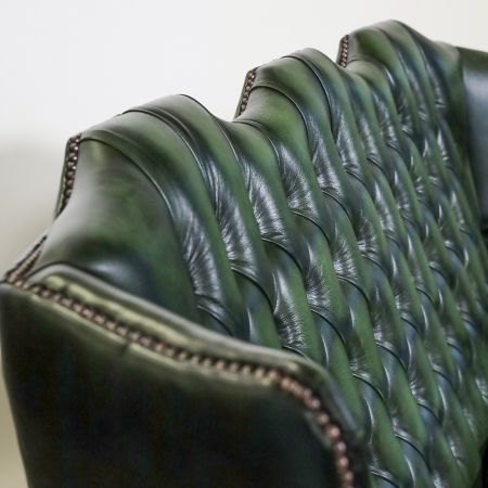 "Queen Anne" Chesterfield Sofa Leder Ohrensofa 3-Sitzer  mit hoher Rückenlehne