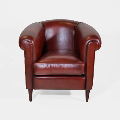 Clubsessel Leder Cognac im Art Deco Style "Chicago" – Handpatinierter Ledersessel mit True Vintage Patina