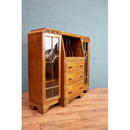 Antiker Bücherschrank mit Sekretär, ca. 1930