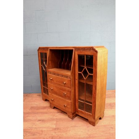 Antiker Bücherschrank mit Sekretär, ca. 1930