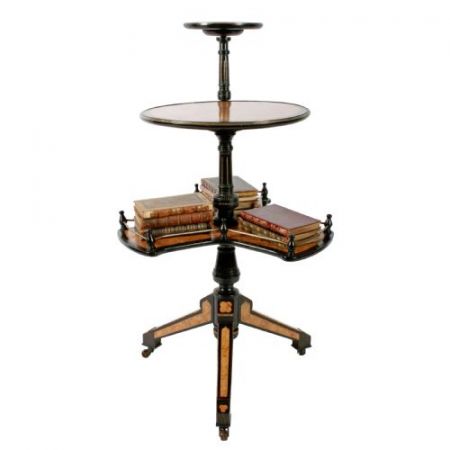 Amboina & ebonisierter Büchertisch aus dem 19. Jahrhundert