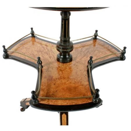 Amboina & ebonisierter Büchertisch aus dem 19. Jahrhundert