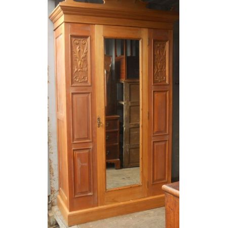 edwardian satin walnut hanging wardrobe ca. 1900 Jh.