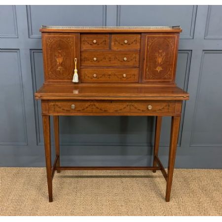 inlaid mahogany bonheur du jour by jas shoolbred & co. ca. 1900 Jh.